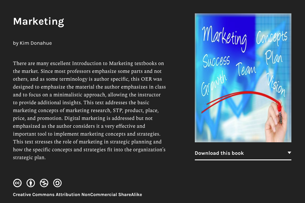 Screenshot of Kim Donahues book in Pressbooks.