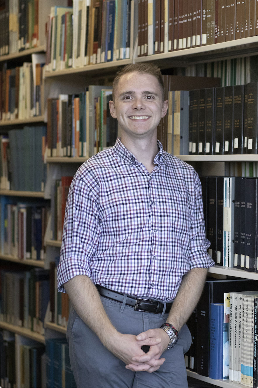 Color photo of Digital Preservationist and Digital Collections Archivist Evan Miller from Indiana University Indianapolis Library